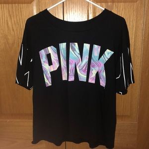 PINK Victorias Secret Black & Colorful Tie-dye top